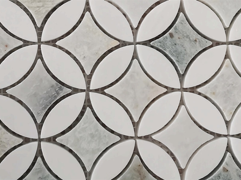 Blue Maravilla Valentino Bardiglio Tulip Polished Marble Mosaic tiles សម្រាប់លក់ (5)