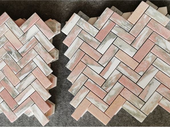 https://www.wanpomosaic.com/high-quality-stone-tile-herringbone-pink-marble-mosaic-supplier-product/