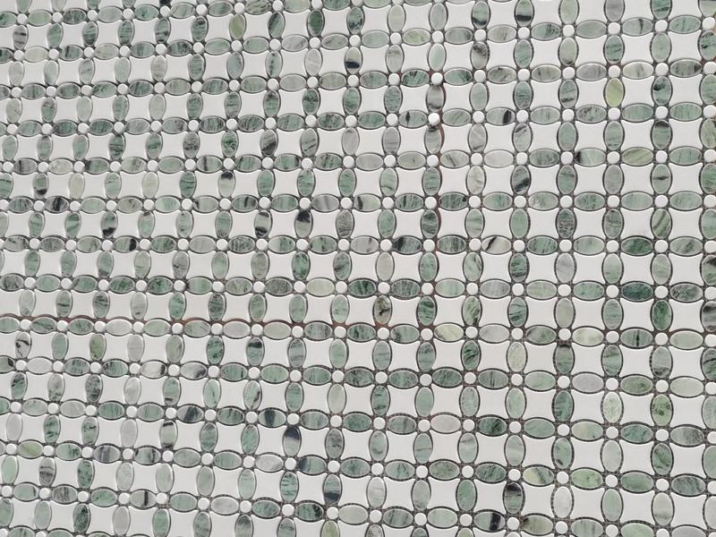 https://www.wanpomosaic.com/modern-design-white-and-green-waterjet-marble-mosaic-lily-flower-tile-product/