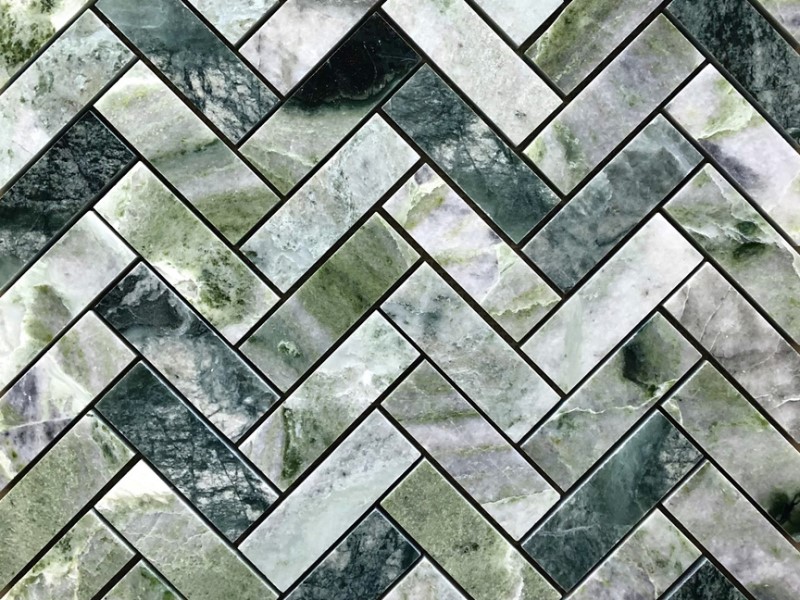 https://www.wanpomosaic.com/natural-green-marble-herringbone-mosaic-stone-tile-backsplash-product/