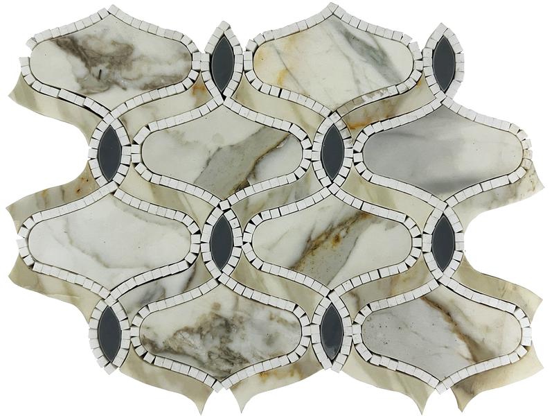 Wholesale New Style Waterjet Arabesque Calacatta Gold Marble Mosaic