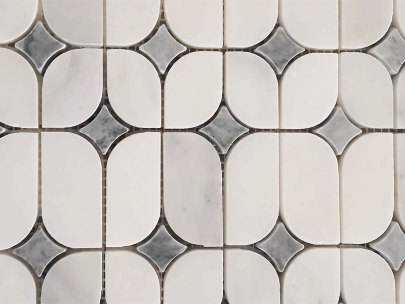 Starlight White Marble Tile Grey Star Mosaic សម្រាប់ជញ្ជាំងបន្ទប់ទឹក ផ្ទះបាយ Backsplash (1)