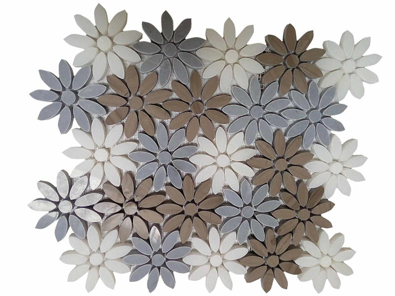 https://www.wanpomosaic.com/triple-colors-mixed-sunflower-waterjet-stone-flower-marble-mosaic-tile-product/