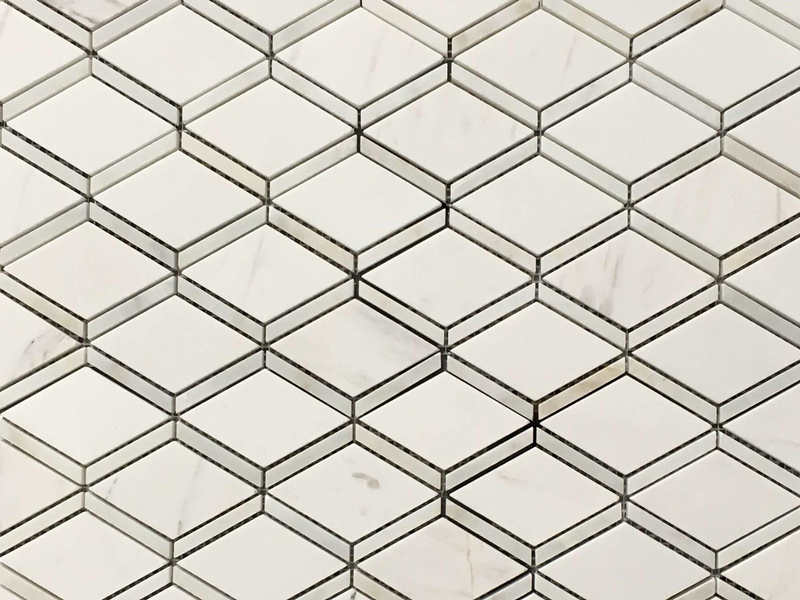 https://www.wanpomosaic.com/wholesale-3d-diamond-mosaic-white-rhombus-marble-tile-product/