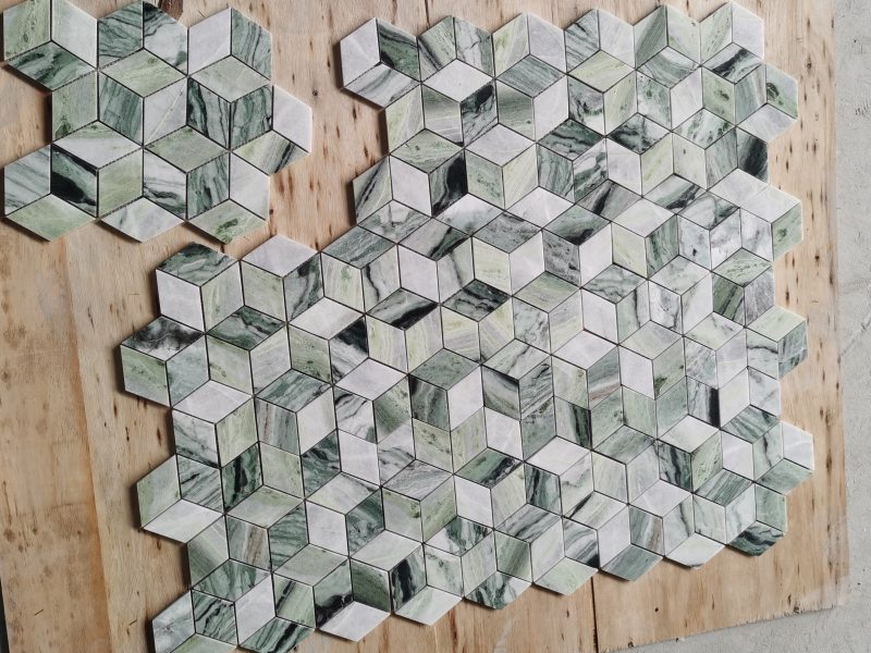 https://www.wanpomosaic.com/wholesale-price-three-dimensional-cube-green-marble-mosaic-tile-product/