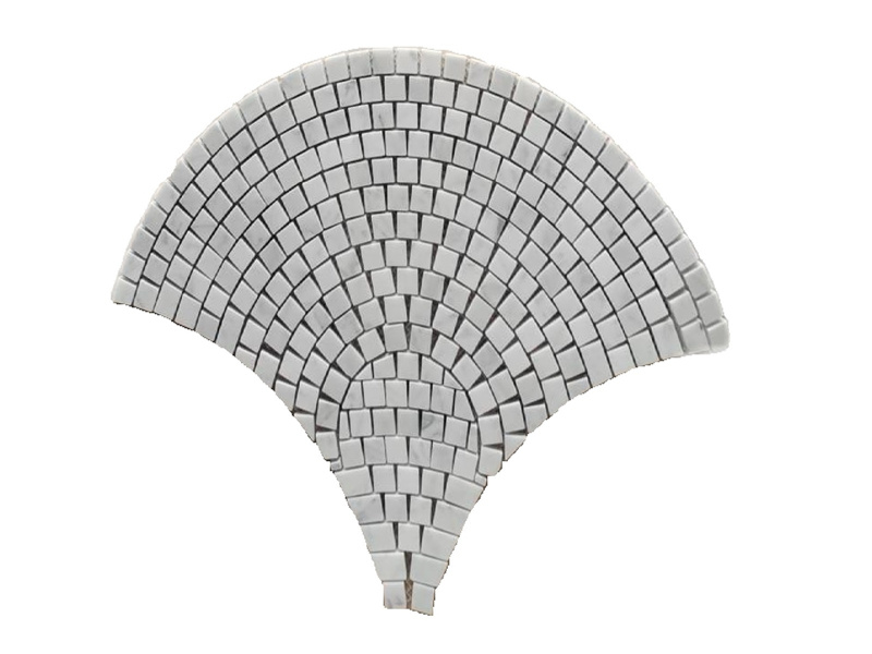 Carrara White Marble Small Bricks Fan Mosaic Tile Fan-shape Stone Sheet WPM007 (2)