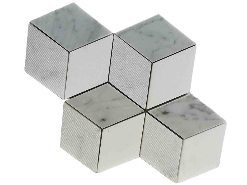 https://www.wanpomosaic.com/carrara-white-stone-mosaic-tile-3d-cube-marble-interior-tile-product/