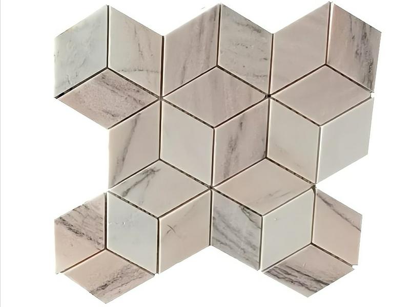 Factory Direct Supply Natural pink Marble Mosaic 3D Cube Tile