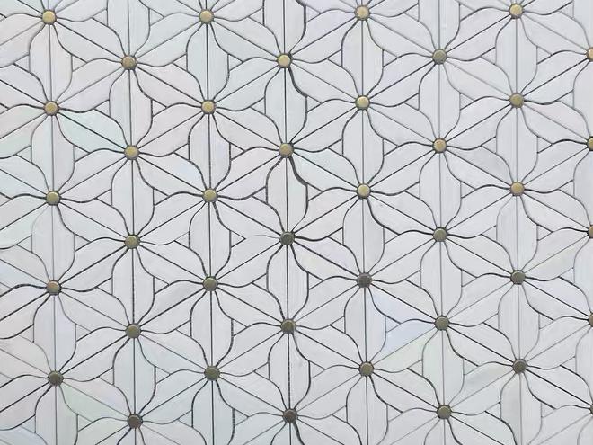 Grey White Pink Marble Stone New Design Decorative Waterjet Mosaic Tile (6)