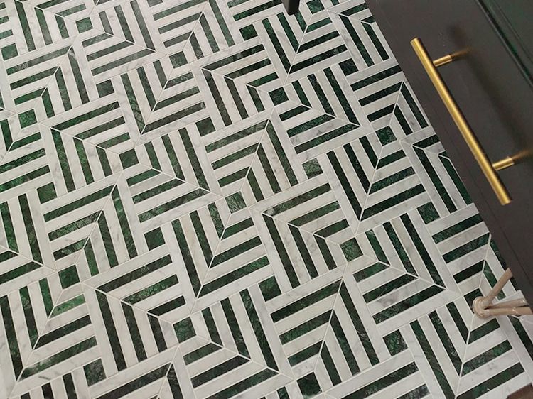 Hot Sale Green And White Diamond Marble Mosaic Design Supplier WPM117