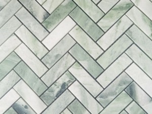 Hot Sale Green Herringbone Marble Mosaic Tile For BathroomKitchen (2)