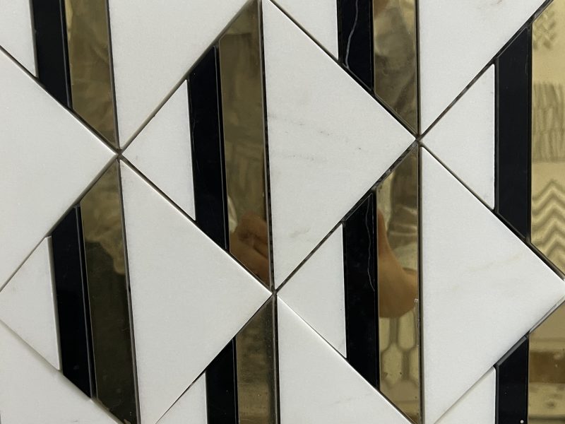 Wholesale Marble With Brass Inlay Triangle Diamond Mosaic Tile Backsplash Manufacturer And 3463