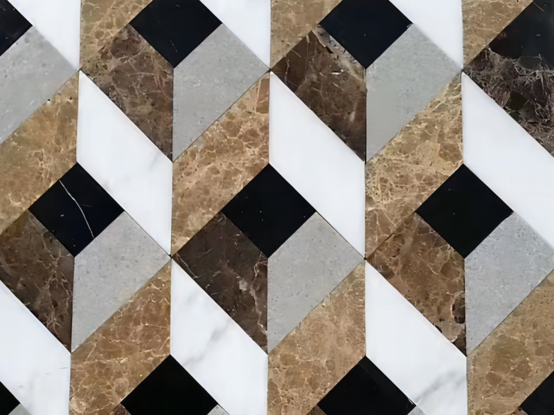 Multiple Colors Mixed Marble Mosaics 3D Wall And Floor Tiles