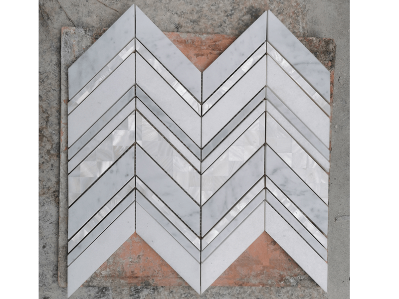 https://www.wanpomosaic.com/natual-stone-marble-seashell-mosaic-wall-tile-chevron-backsplash-product/