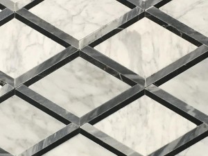 https://www.wanpomosaic.com/natural-stone-3d-rhombus-marble-tile-in-white-and-gray-color-product/