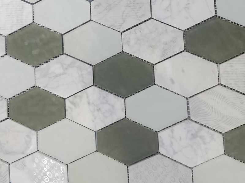 New Mosaics Hexagon Carrara White Marble Mosaic Tile With Different Surfaces (1)