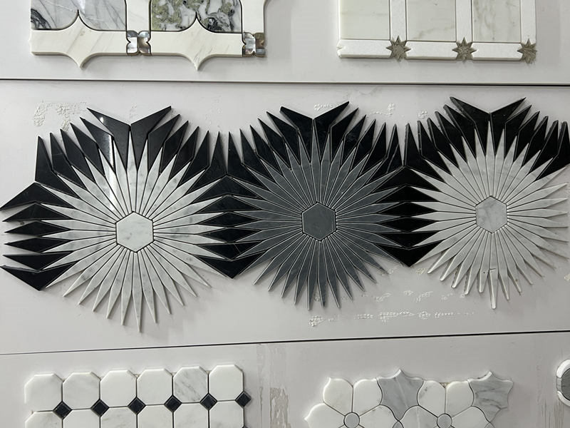 New Pattern Sunflower Tile Black And White Marble Mosaic Made In China (5)