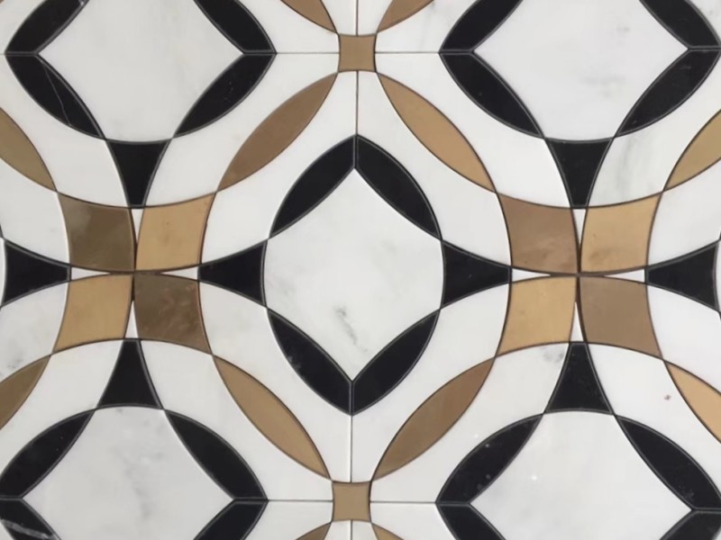 New Product Interior Decoration Waterjet Marble Mosaic Kitchen Backsplash Tile (8)
