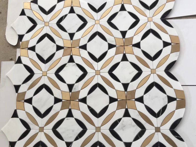 New Product Interior Decoration Waterjet Marble Mosaic Kitchen Backsplash Tile (9)