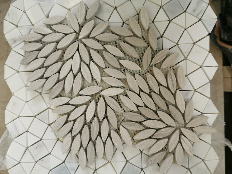 New Product Wooden White Mosaic Marble Leaf Pattern Backsplash (4)