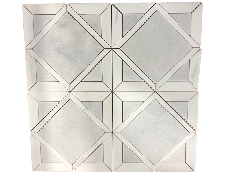 New Products Natural White Marble Big Diamond Stone Mosaic Bathroom Wall Tile (4)