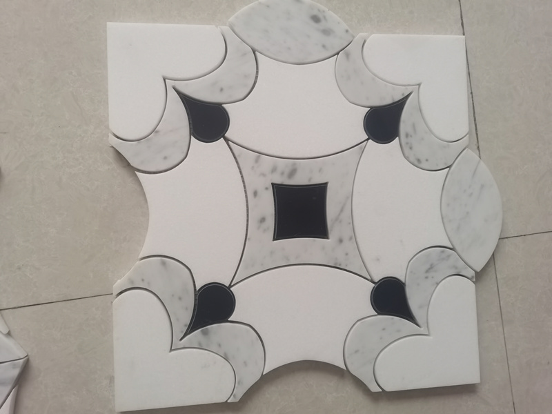 Newest Marble Waterjet Mosaic For Wall Floor Decoration In White Grey (7)