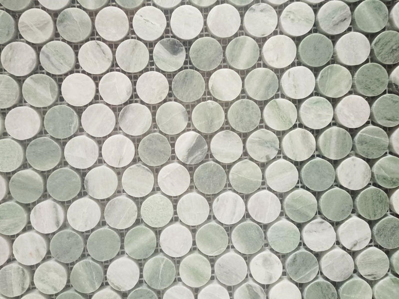 Round Penny Tile Green Marble Mosaics For Kitchen Bathroom Interior (1)