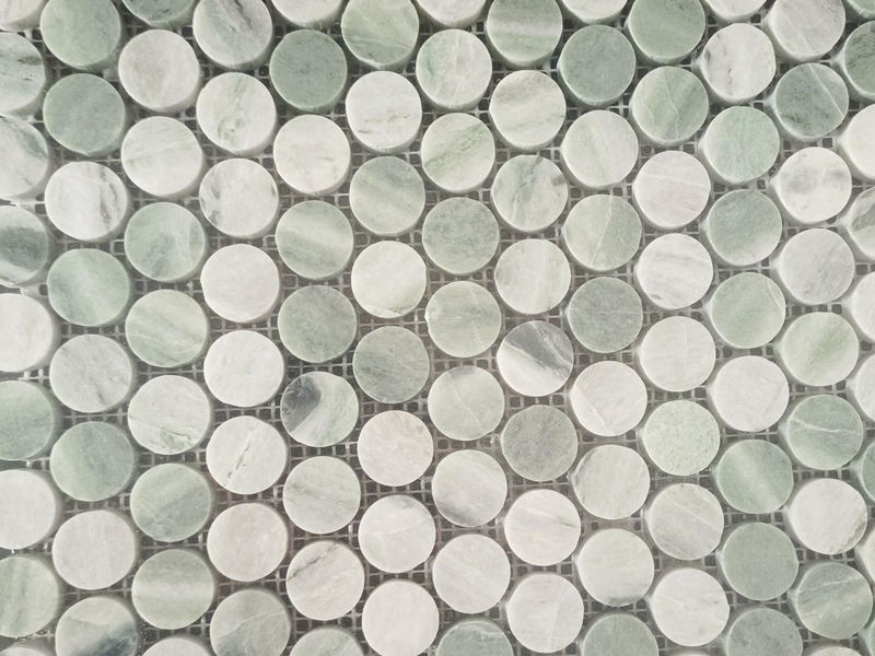 Round Penny Tile Green Marble Mosaics For Kitchen Bathroom Interior (2)