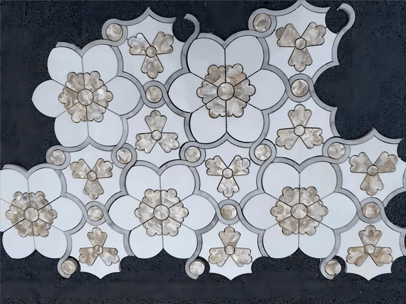 WPM088 New Product Waterjet Shell And Marble Flower Mosaic Tile For Wall