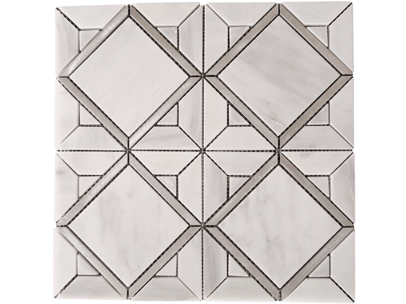 White Square Mosaic Tile Shaped Stainless Steel Diamond Mosaics WPM454B