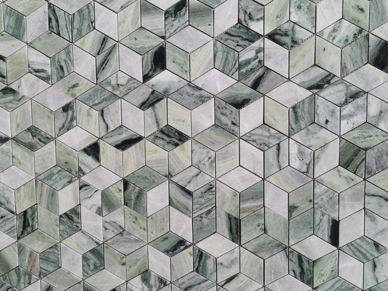 Wholesale Price Three-Dimensional Cube Green Marble Mosaic Tile